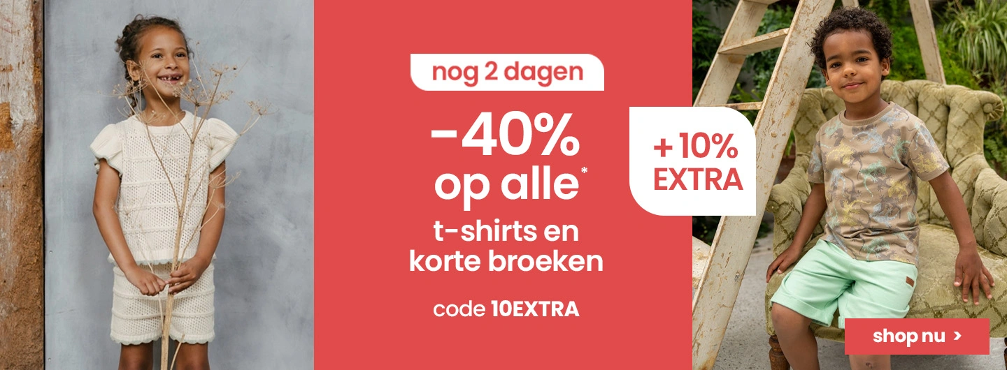 Nog 2 dagen | -40% +10% op alle t-shirts en korte broeken